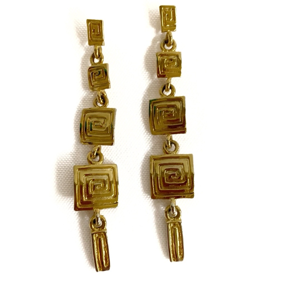 Gold Tone Abstract Design Post Earrings